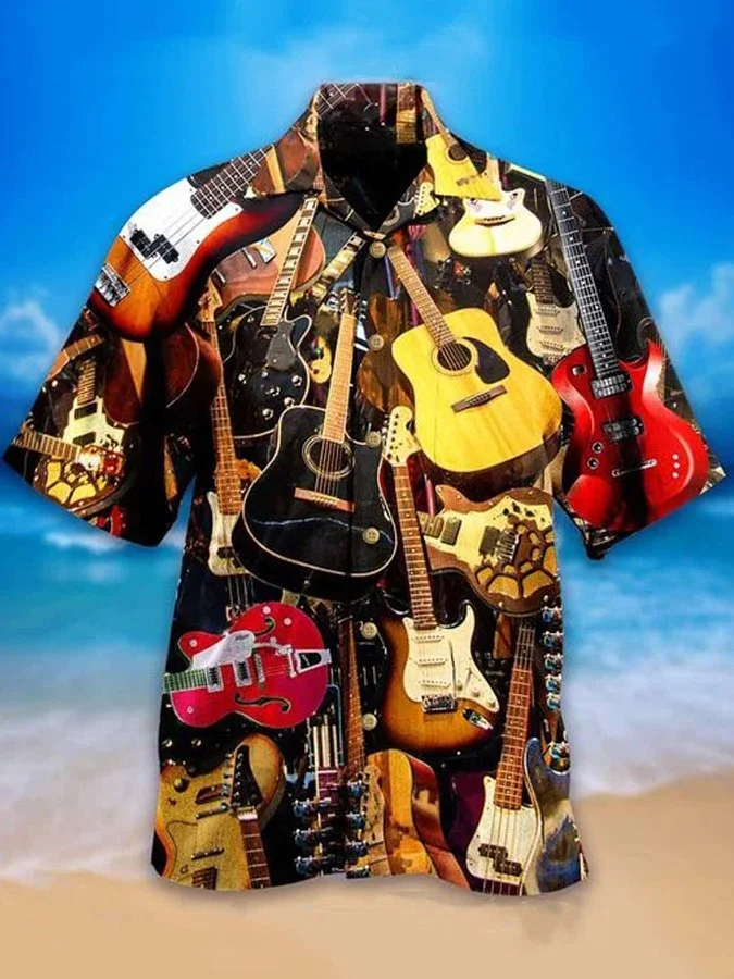 Men's Bass Guitar & Rock Music Hawaiian Shirt