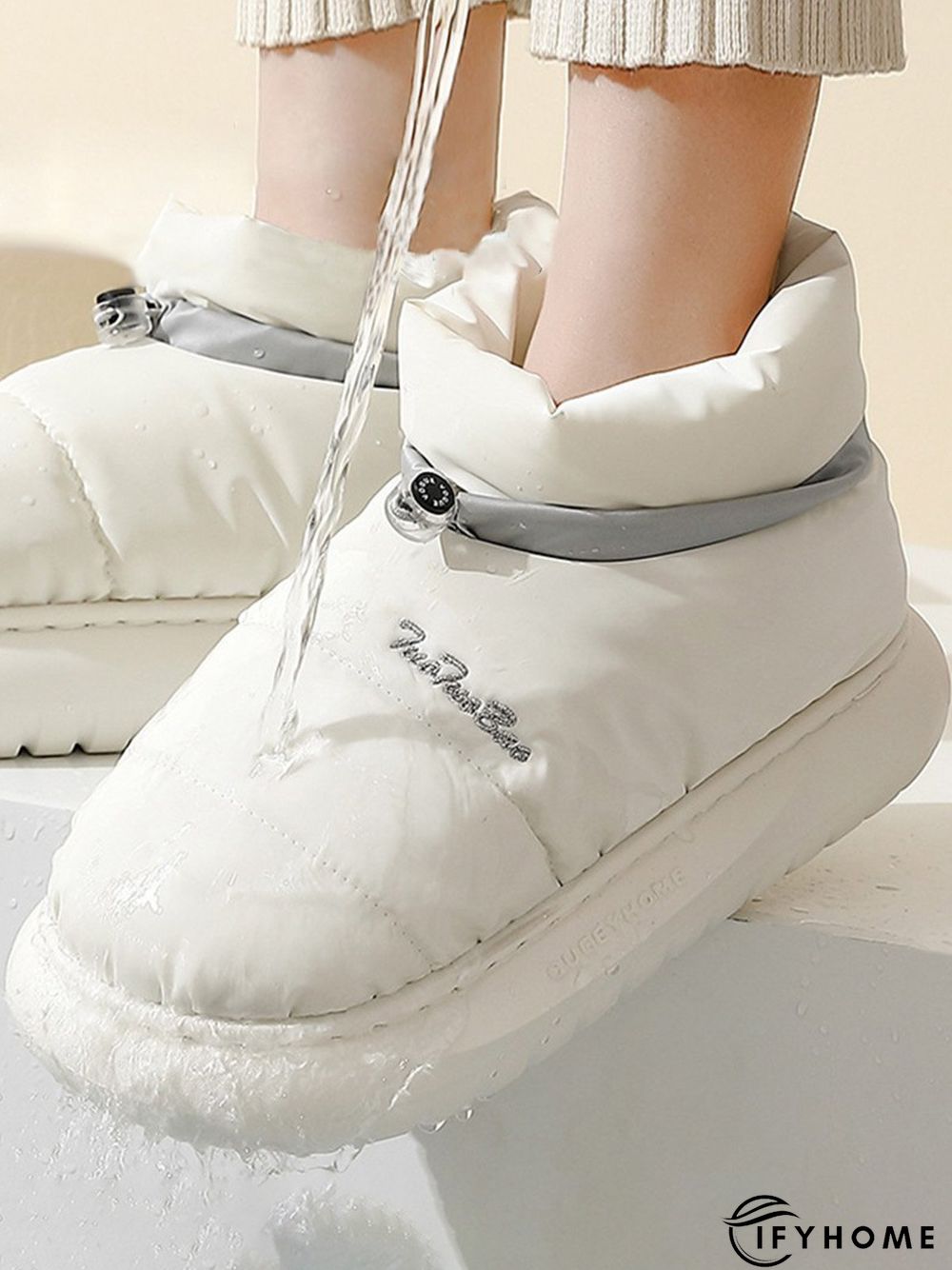 Waterproof Fabric Quilted Non Slip Lined Slipper Boots | IFYHOME