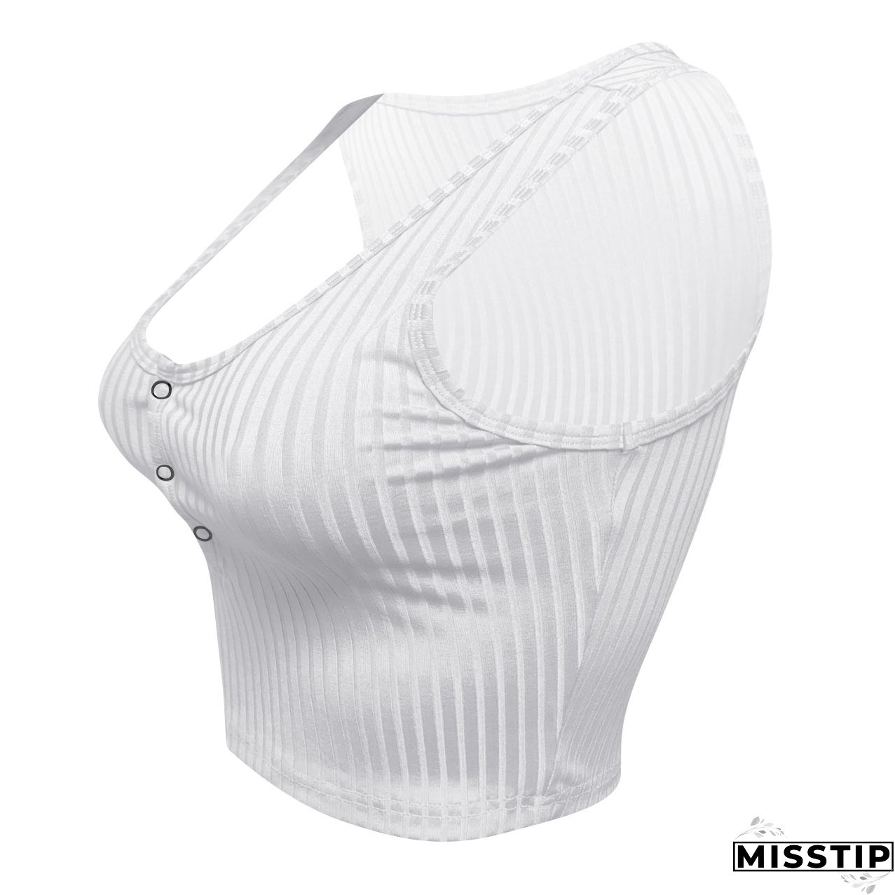 Women's Summer Casual Ribbed Tops Sexy Solid Color  Buttoned Vest