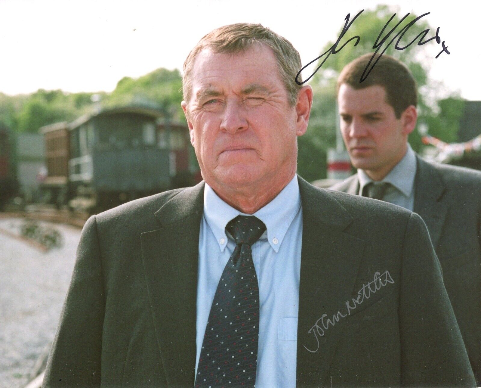 MIDSOMER MURDERS 8x10 Photo Poster painting signed by John Nettles and John Hopkins