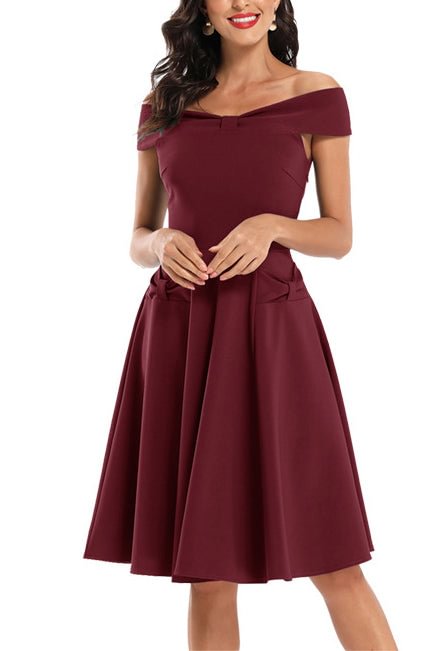 Off Shoulder Bow Satin Bridesmaid Prom Dress - Life is Beautiful for You - SheChoic