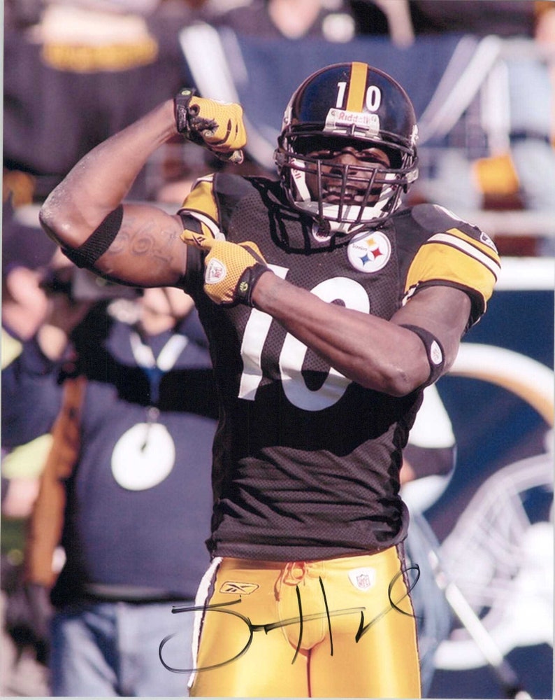 Santonio Holmes Signed Autographed Glossy 8x10 Photo Poster painting Pittsburgh Steelers - COA Matching Holograms