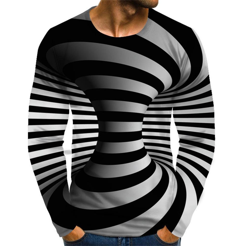 3D Graphic Long Sleeve Shirts Optical Illusion Plus