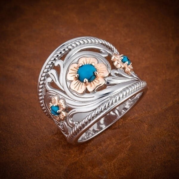 🔥Last Day 75% OFF🎁Turquoise Golden Flower Ring