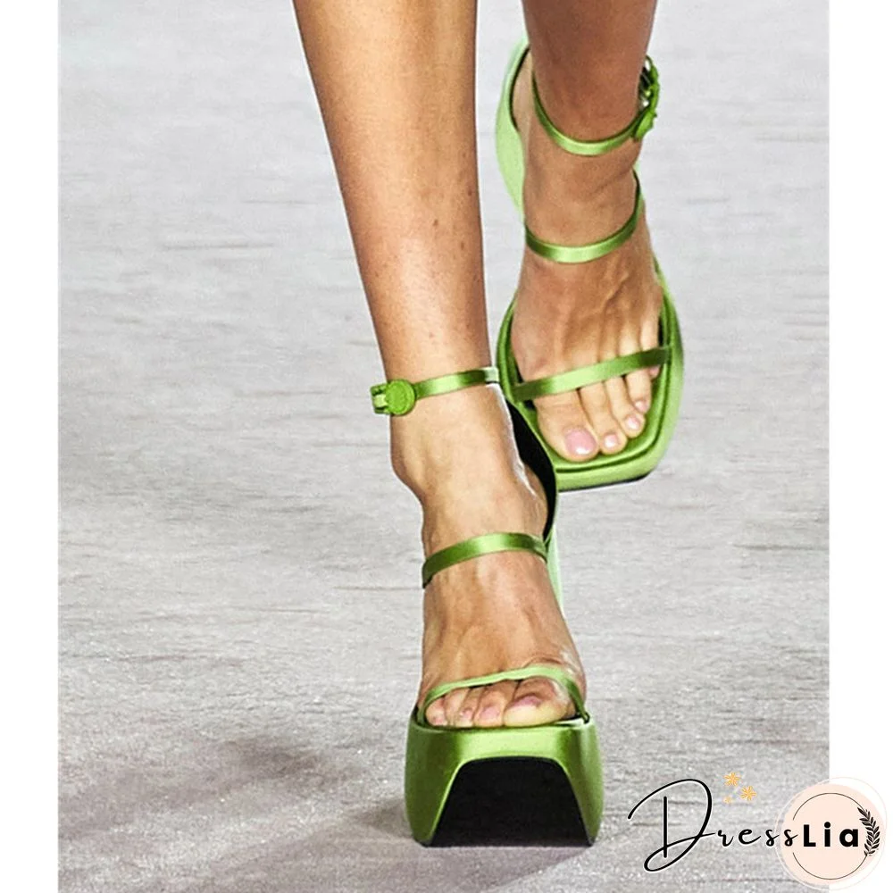 Women's Summer New Style Platform Wedge Heels European And American Fashion Thin Belt Combination Mixed Color Sandals