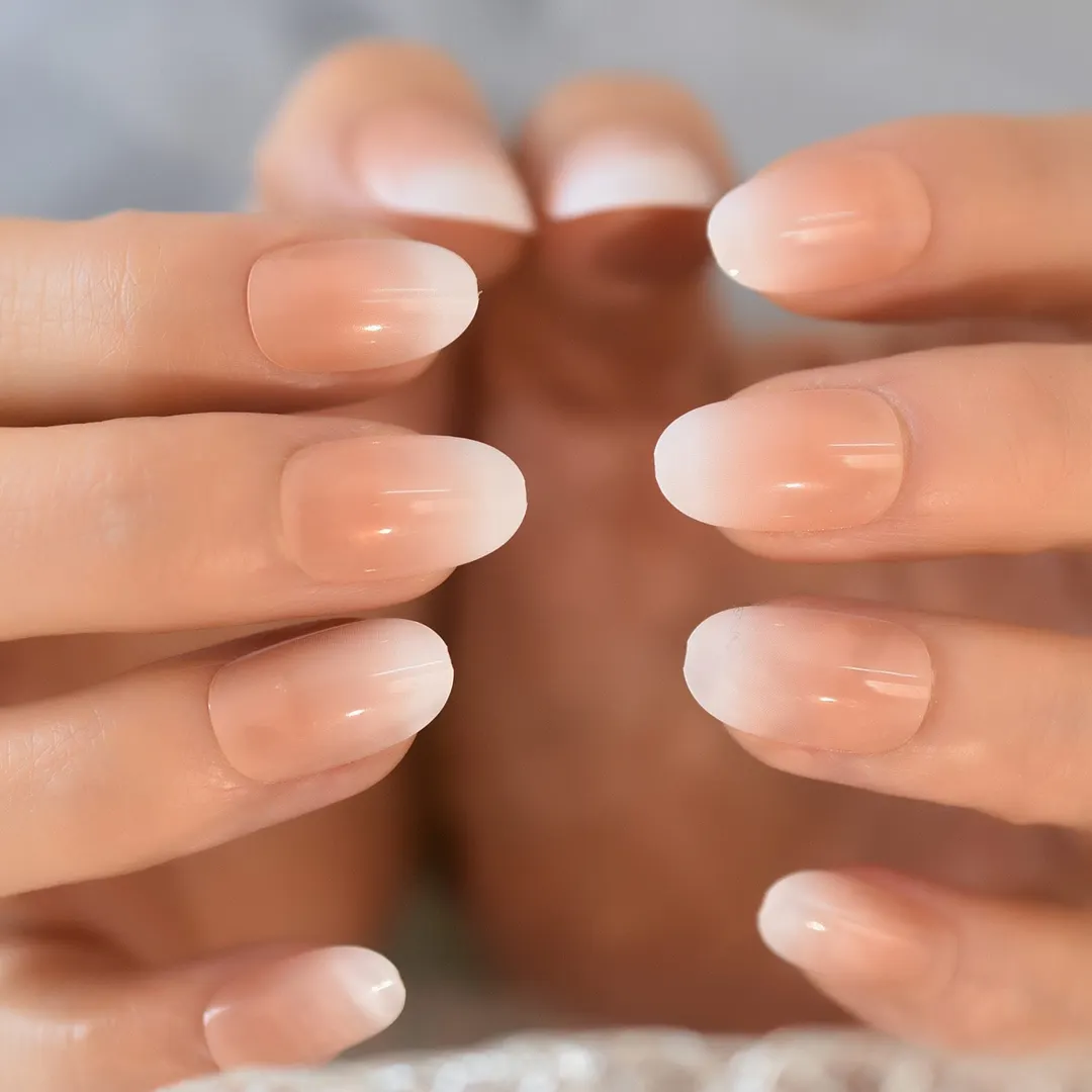 Pink Nude White French Fake Nails Squoval Square UV Gel False Press on Nails for Girl Full Cover Wear Finger Nail Art Tips 1123-Nail Inspo