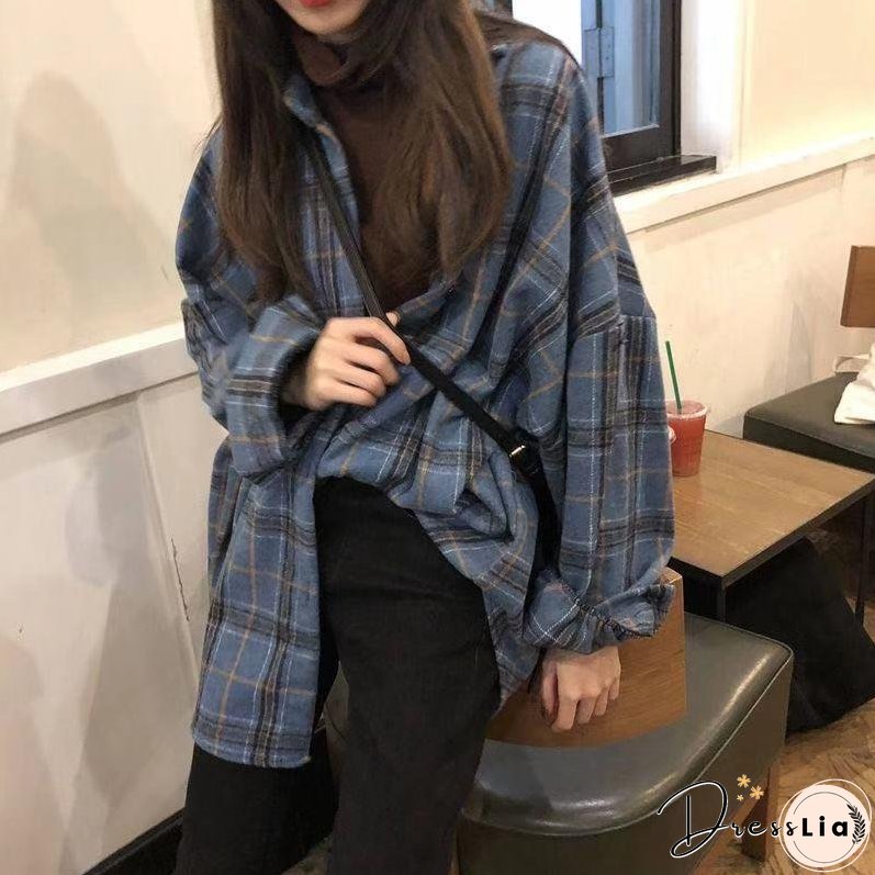 Christmas Gift Women Shirts Autumn Female Outwear Woolen Plaid Soft Cozy Simple Elegant Office Korean Trendy Ulzzang Chic Ins Oversize 2XL Slim