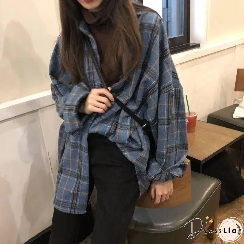 Christmas Gift Women Shirts Autumn Female Outwear Woolen Plaid Soft Cozy Simple Elegant Office Korean Trendy Ulzzang Chic Ins Oversize 2XL Slim