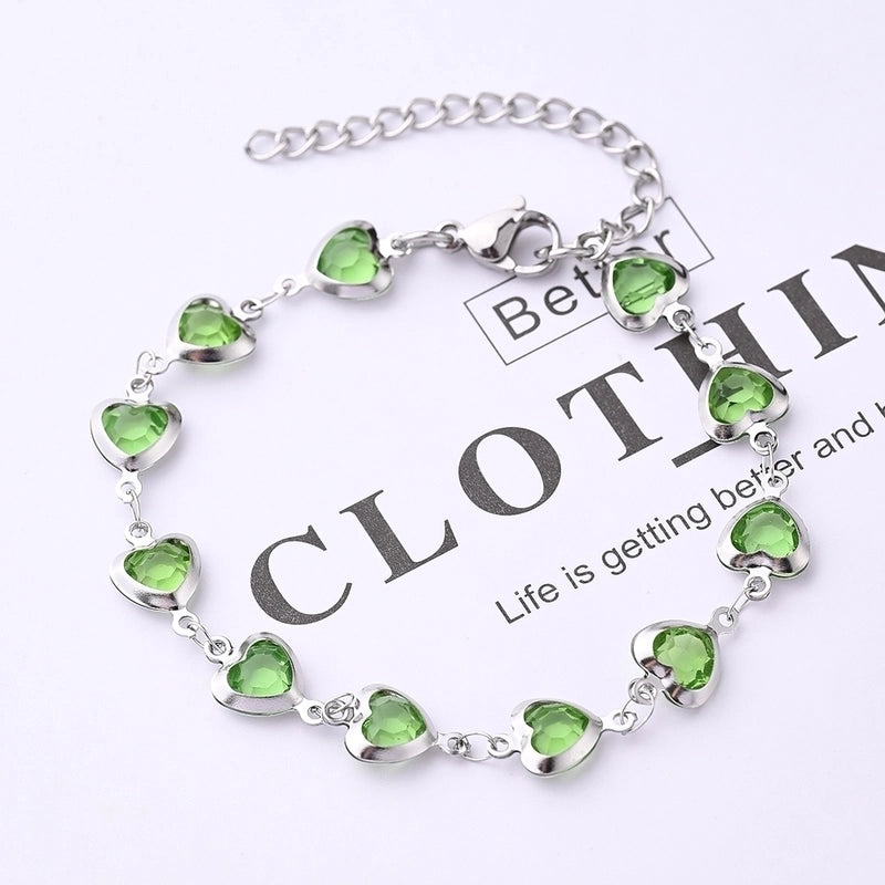 Ethnic Style Classic Style Artistic Heart Shape Simple Transparent 304 Stainless Steel Glass Bracelets In Bulk