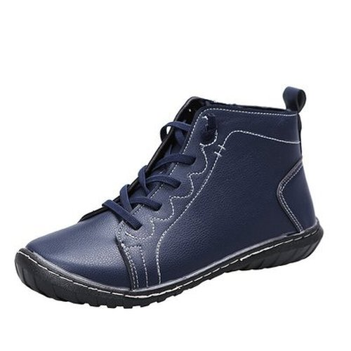 Women's Zipper Flat Heel Boots -boots
