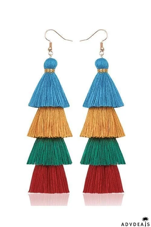 Gradient Tassels Layer Earring