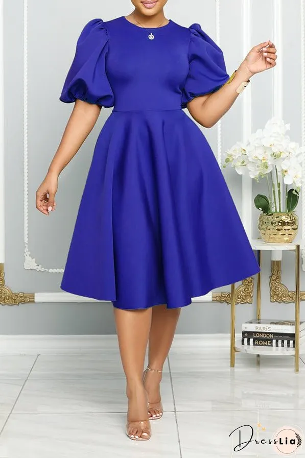 Bubble Short Sleeve Flare Midi Dress