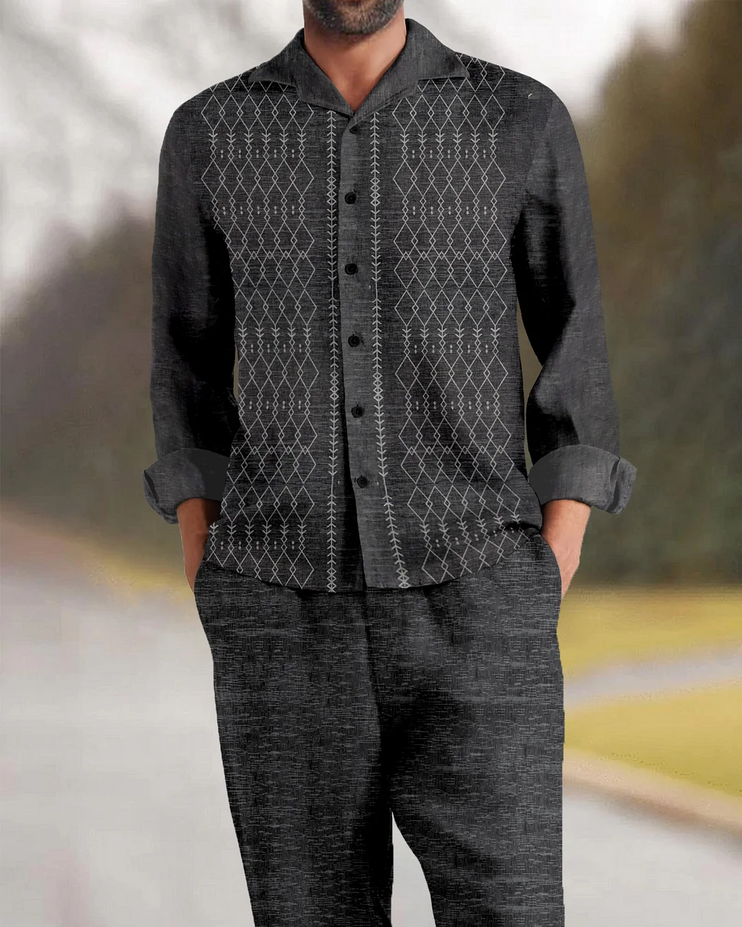 Suitmens Men's Southwestern Style Long Sleeve Walking Suits-0046