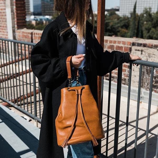 Full Grain Leather Bucket Bag