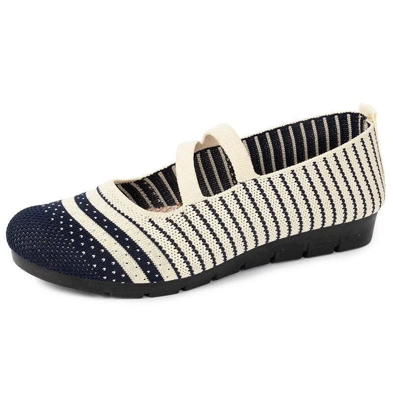 Women's Weaving Breathable Wide Casual Elderly Loafers Flats Shoes 
