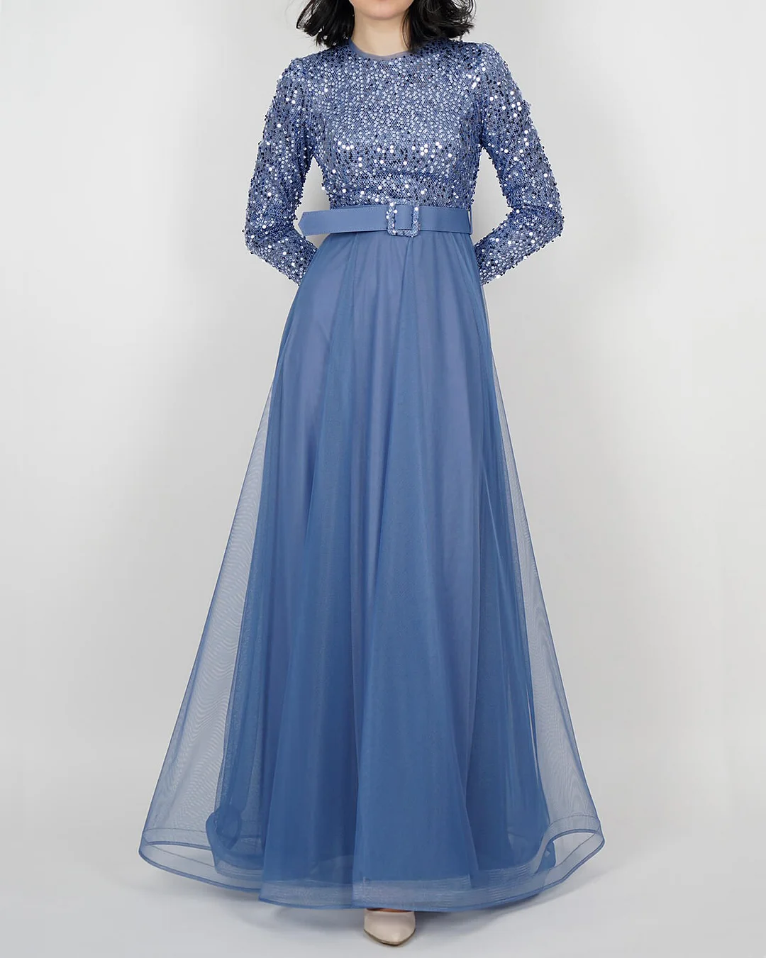 Sequin Detailed Tulle Evening Dress