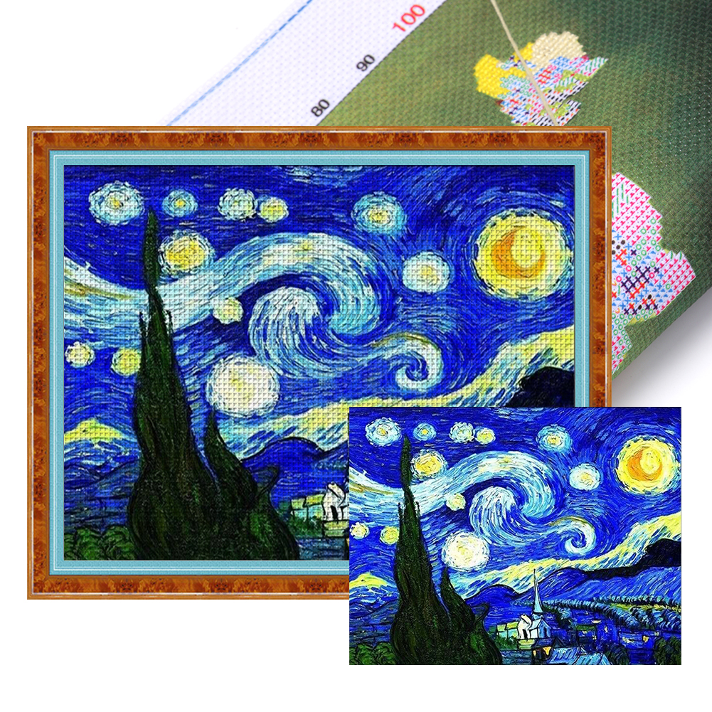 Van Gogh Starry Night Full 11CT Pre-stamped Canvas(61*52cm) Silk Cross Stitch