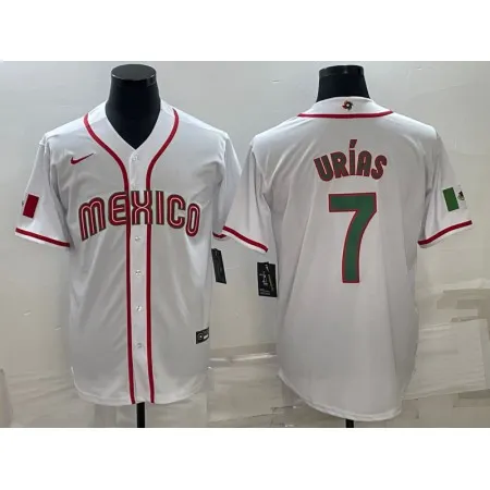 Men's Mexico Baseball #7 Julio Urias 2023 White World Baseball Classic Stitched Jersey J88S