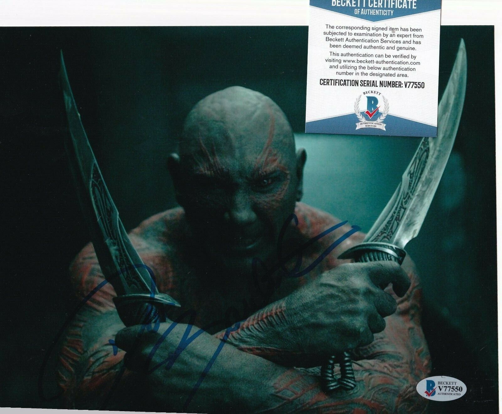 DAVE BAUTISTA signed (GUARDIANS OF THE GALAXY) DRAX 8X10 Avengers BECKETT V77550