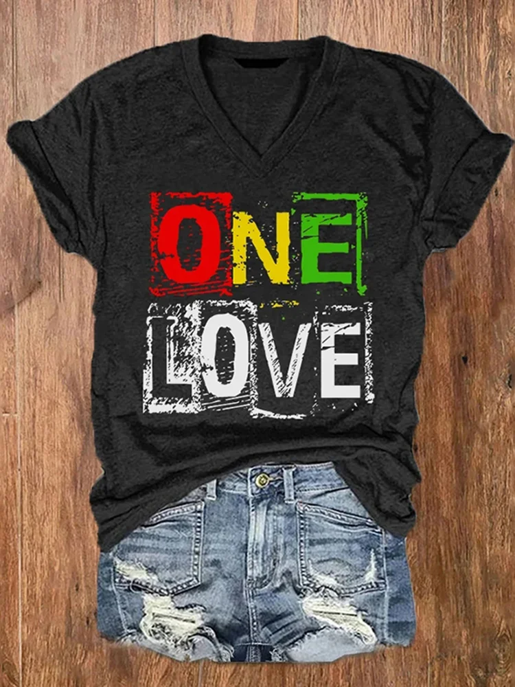 Reggae Music One Love Printed T-Shirt