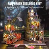 Miniature House Kit,Rail-Track Secluded City Miniature Kit with Steam Train