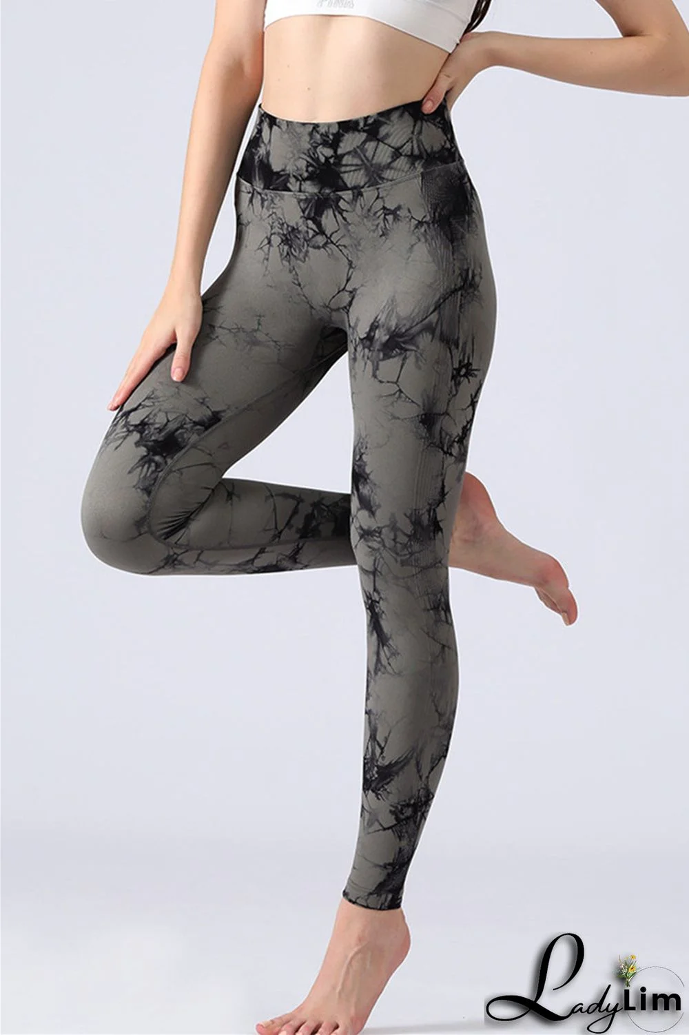 Black Casual Sportswear Print Basic Skinny High Waist Trousers