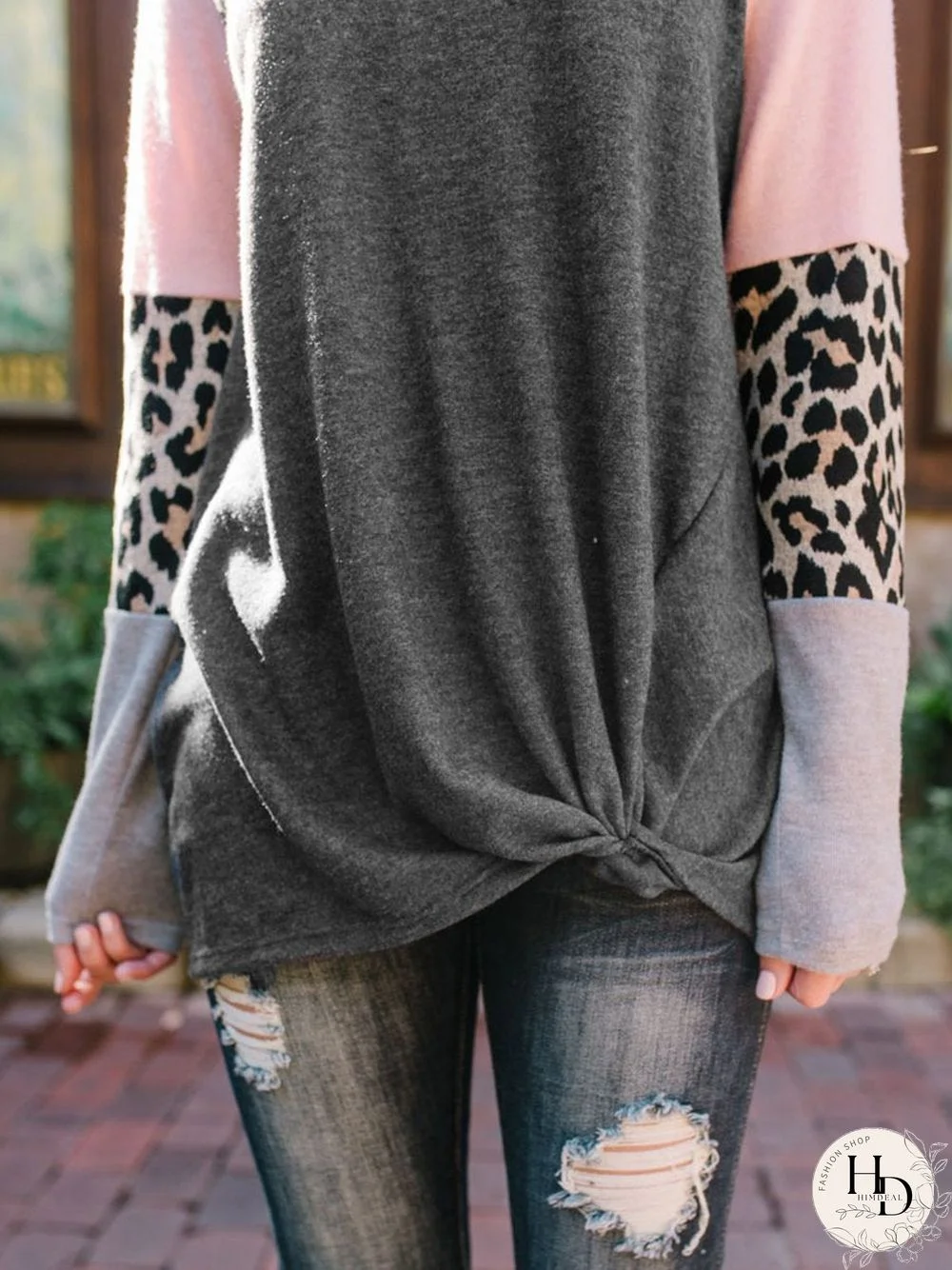 Round Neck Stitching Top T-Shirt