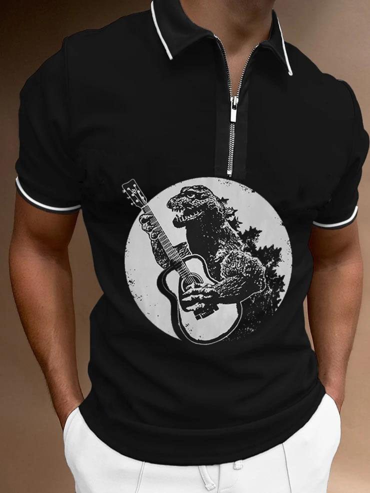 Dinosaur Guitar Top Casual Polo Shirt