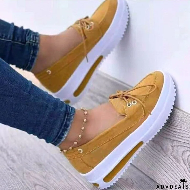 Women's Lace-up Flats Shoes Wedges Heel Casual Shoes