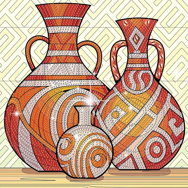 Stained Glass Vase 30*30cm (Canvas) Special Shaped Drill Diamond Painting gbfke