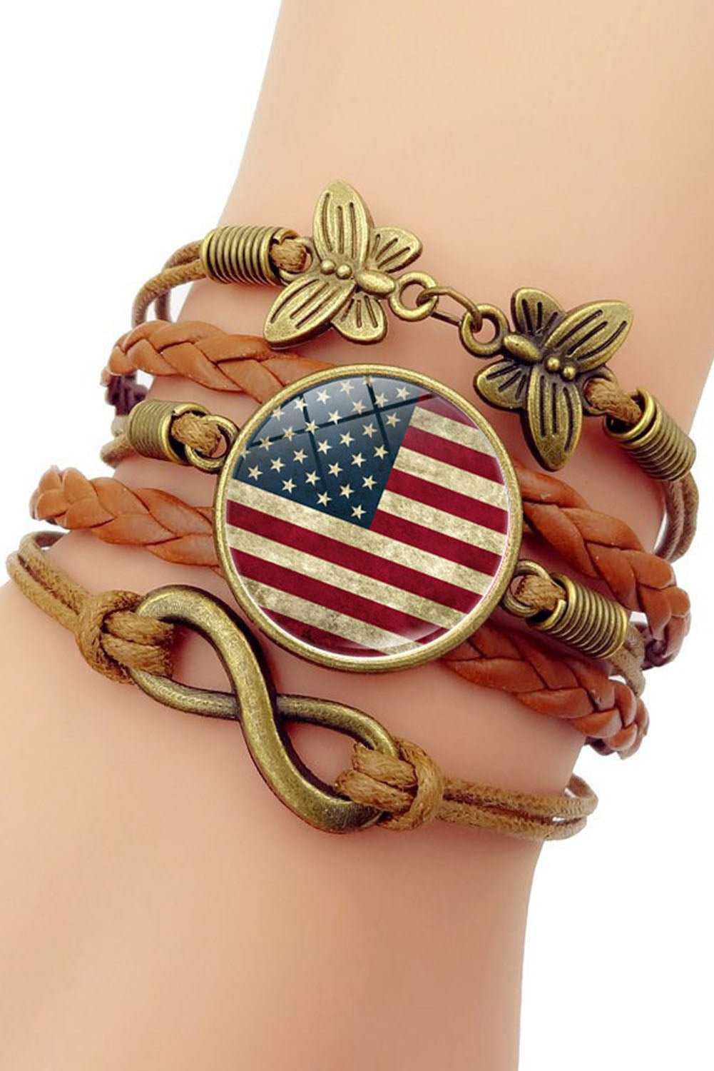 American Flag Vintage Multilayer Braided Bracelet