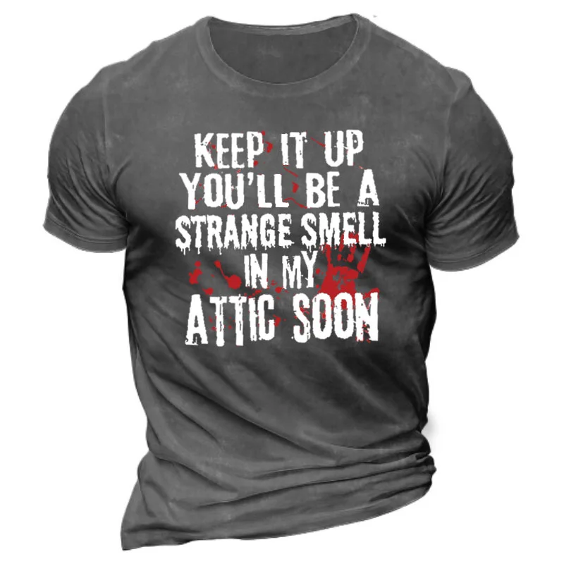 Men's Trendy Short Sleeve Letter Print Asymmetrical T-shirt 