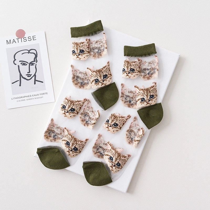 Women’s Fashion Cat Cotton Crew Socks