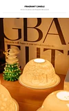 Embossed Bone China Aromatherapy Lamp Night Light Atmosphere Lamp Christmas Small Ornaments Tea Light Candlestick Holiday Gift