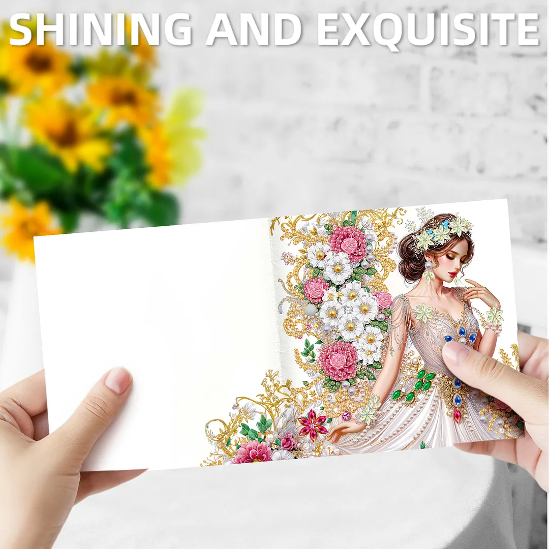 6pcs Dream Girl DIY Diamond Painting Greeting Card Kits with Envelopes Diamond Art Greeting Cards Diamond Art Cards Kits for Adults DIY Crafts Family Friend Gifts
