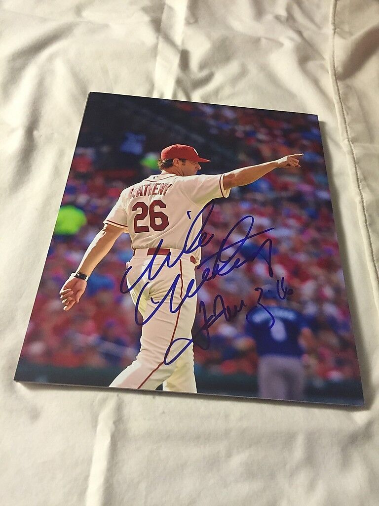 MIKE MATHENY ST. LOUIS CARDINALS SIGNED AUTOGRAPHED 8X10 Photo Poster painting W/COA 4