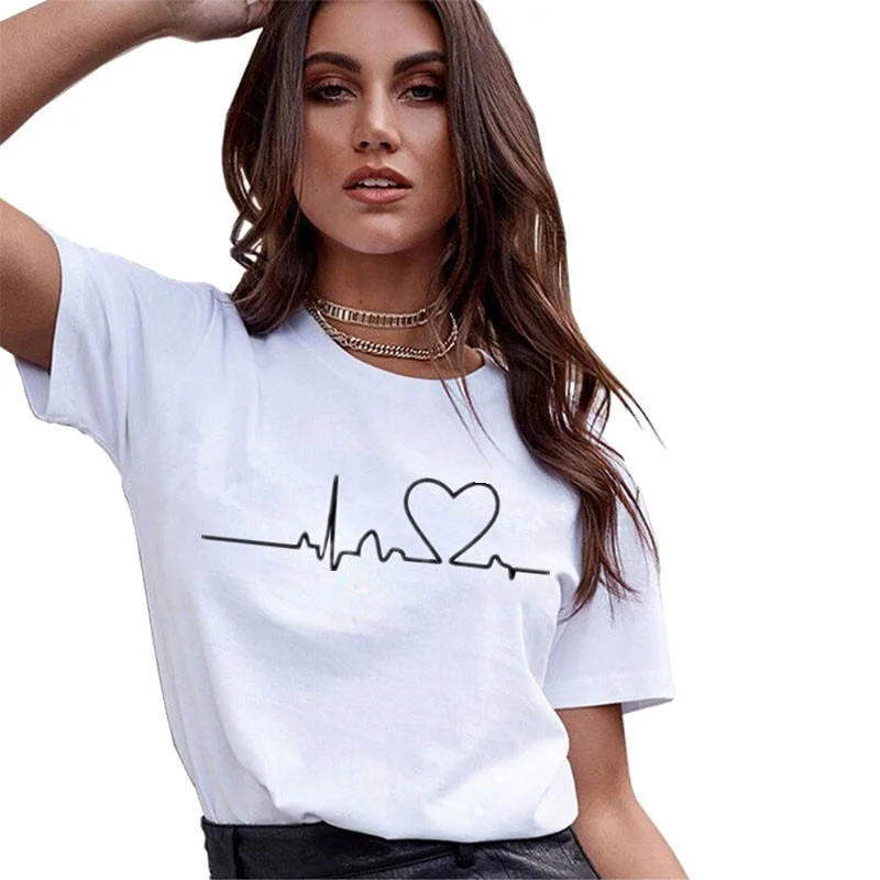 2020 New Harajuku Love Printed Women T-shirts Casual Tee Tops Summer Short Sleeve Female T shirt for Women Clothing