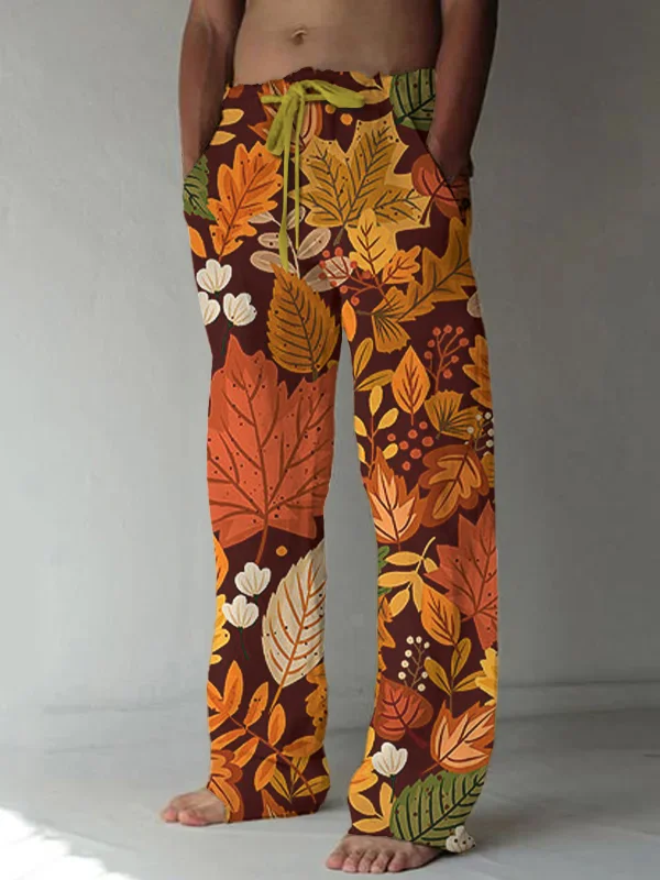 Men's Fall Vibe Fallen Leaves All Over Print Casual Pants