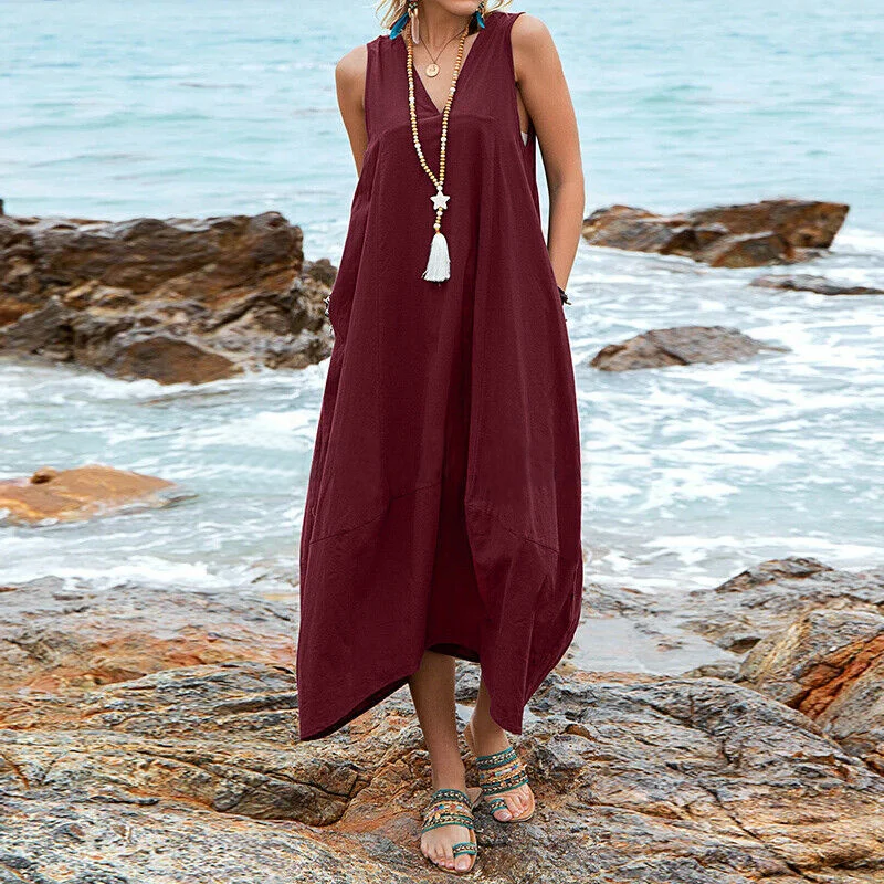 V-neck Pocket Dress