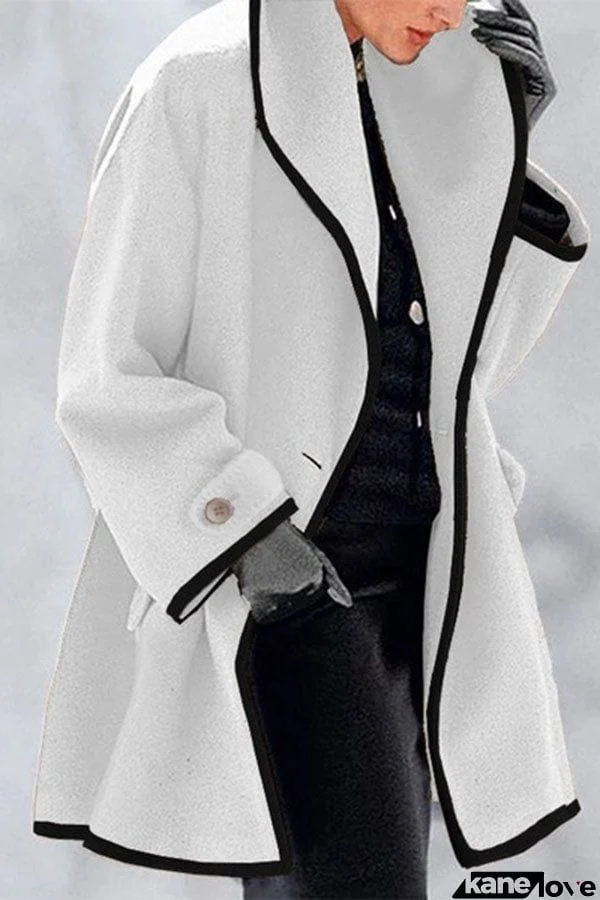 Febecool Button Down Lapel Pocket Long Sleeved Coat