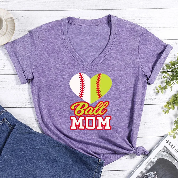 Funny Softball Mom V-neck T Shirt-Annaletters