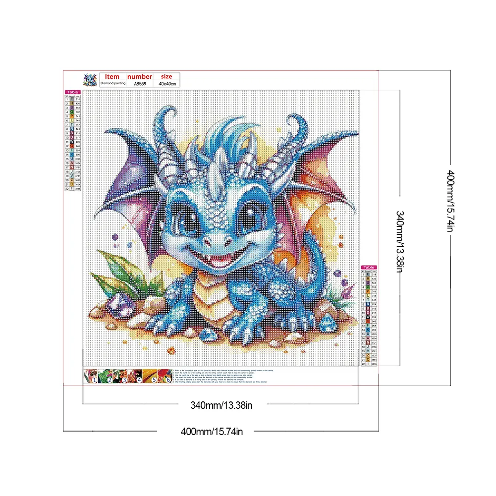 Full Round Diamond Painting 40*40cm - Gem Happy Dinosaur