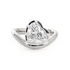 14K Yellow Gold 2.5ct Heart Shaped Lab Diamond Ring with White Gold Bezel and Wave Band