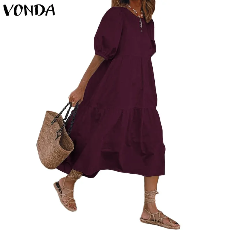 Women's Summer Sundress Elegant Dress Beach Vintage Swing Party Long Dress 2022 VONDA Bohemian Vestidos  Casual Robe