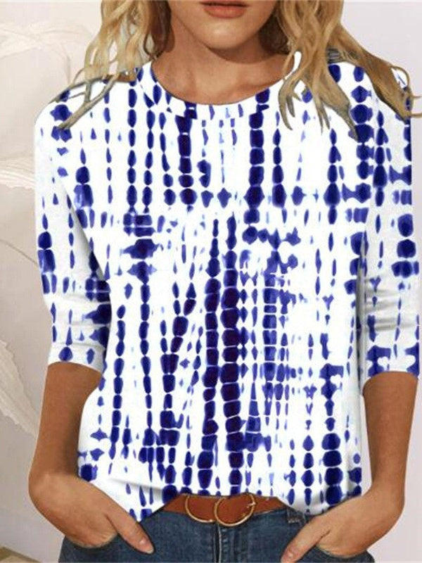 Women Long Sleeve V-neck Graphic Floral Printed Top