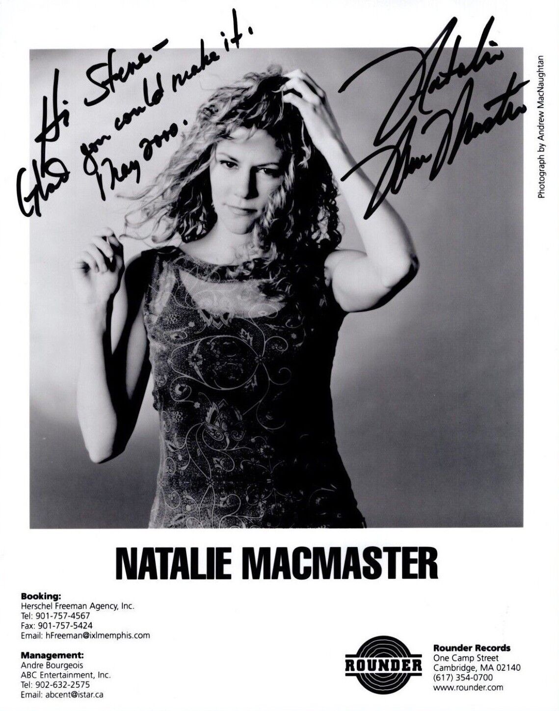 Natalie MacMaster Fiddler Musician Hand Signed Autograph 8x10 Promo Photo Poster painting