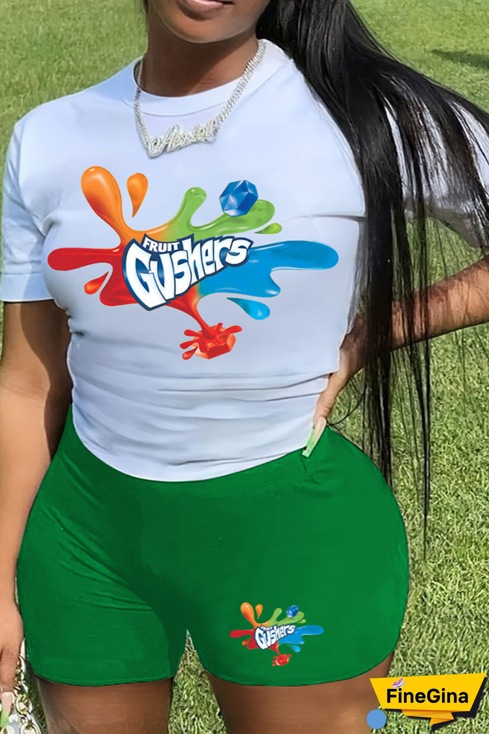 White Blue Casual Daily Print Patchwork Letter O Neck Plus Size Two Pieces