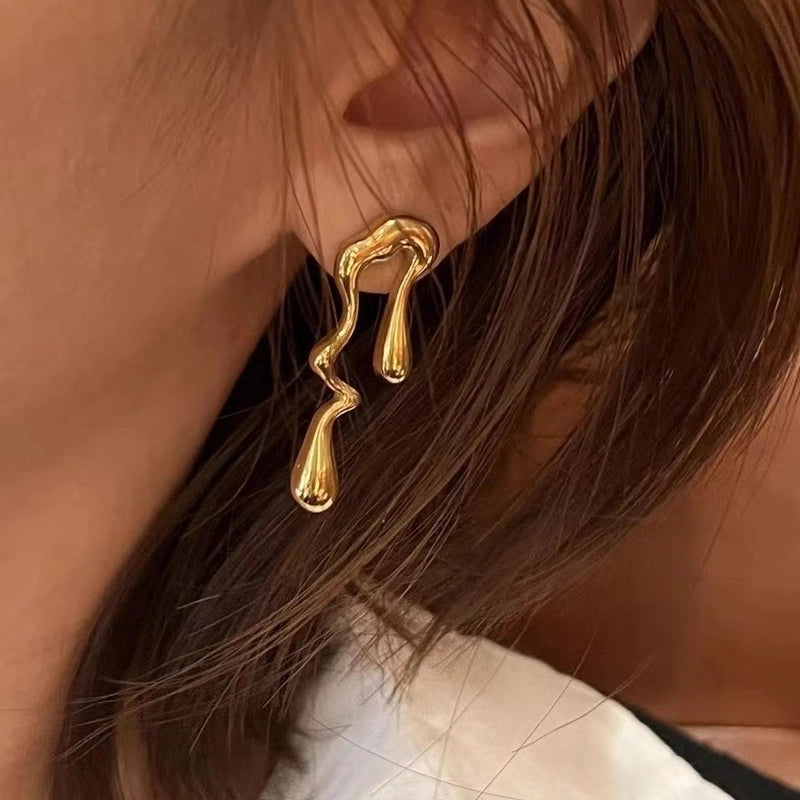 1 Pair Minimalist Water Droplets 304 Stainless Steel 18K Gold Plated Ear Clip Ear Studs