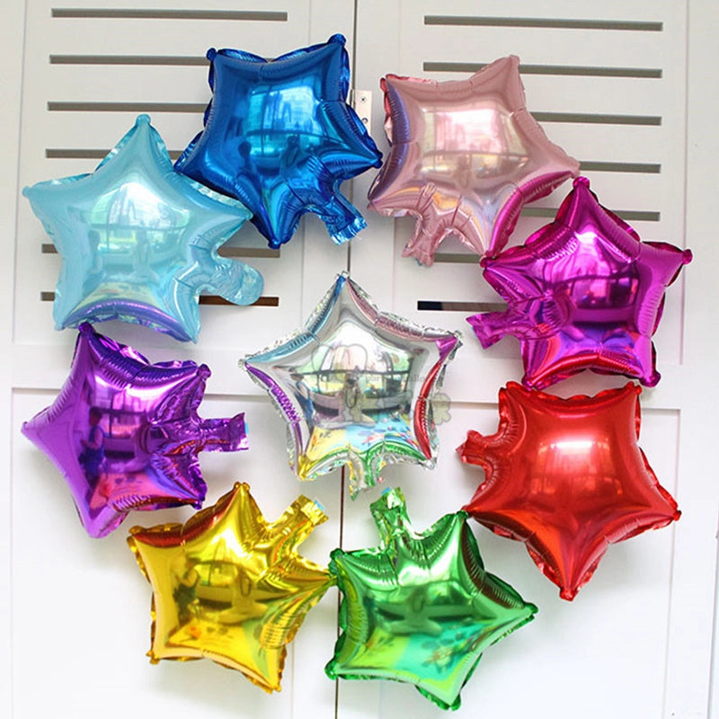 100 Pieces 10-inch Star-shaped Heart-shaped Foil Balloons Star Pattern Foil Balloons For Wedding Birthday Decoration Balloon Arrangement
