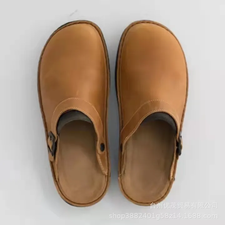 Breakj Breakj Men's Thick-Bottomed Back Empty Sandals Shallow Mouth Round Head Casual Large-Size Men's Sandals Slippers